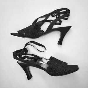 Stuart Weitzman  Black Lace Women's Heels 8